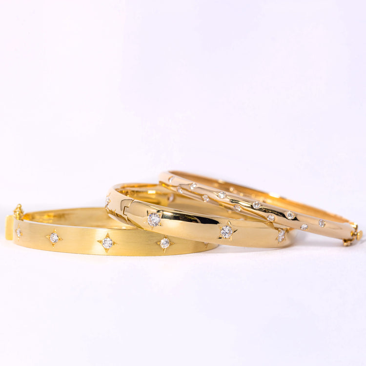 Yellow Gold Bangle Bracelet with Diamonds