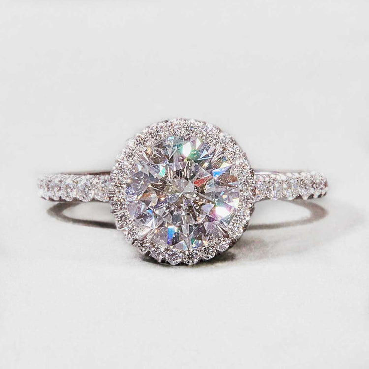 Round Brilliant Cut Diamond Engagement Ring with Halo