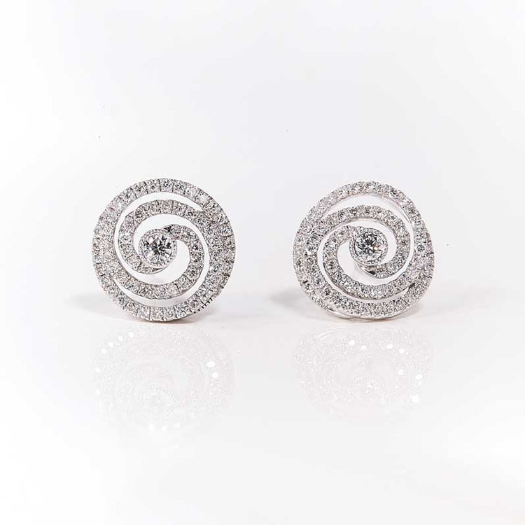 Diamond Swirl Stud Earrings