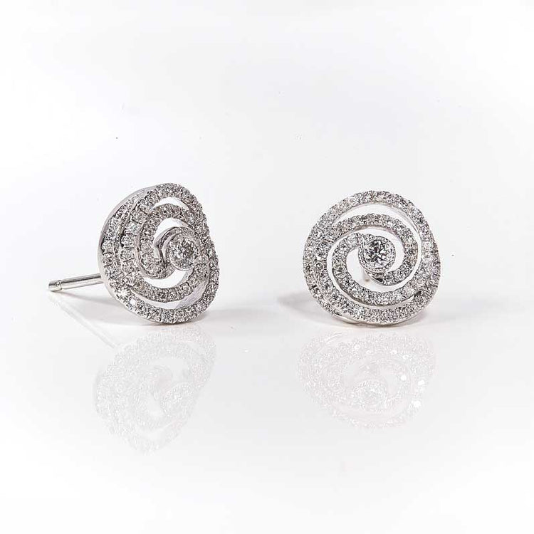 Diamond Swirl Stud Earrings
