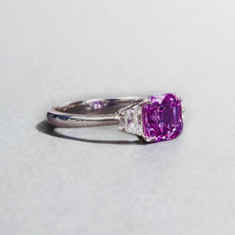 Pink Sapphire & Diamond Ring