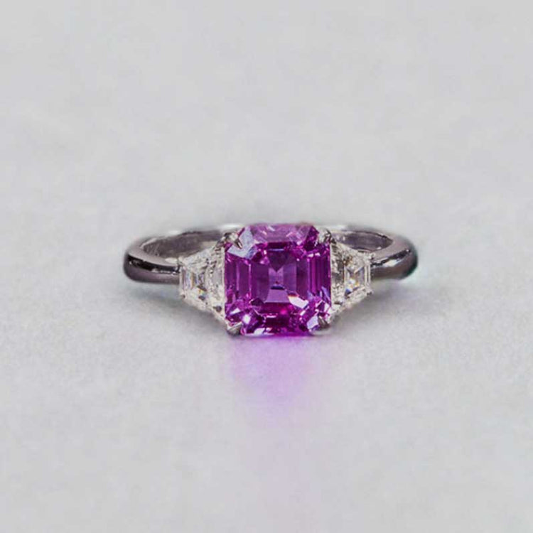 Pink Sapphire & Diamond Ring