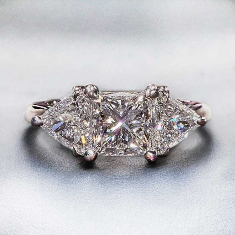 Princess Cut Three Stone Diamond Engagement Ring