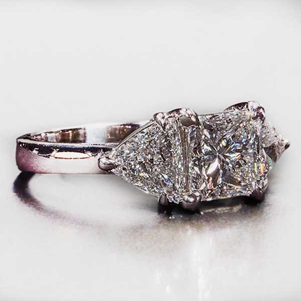Princess Cut Three Stone Diamond Engagement Ring