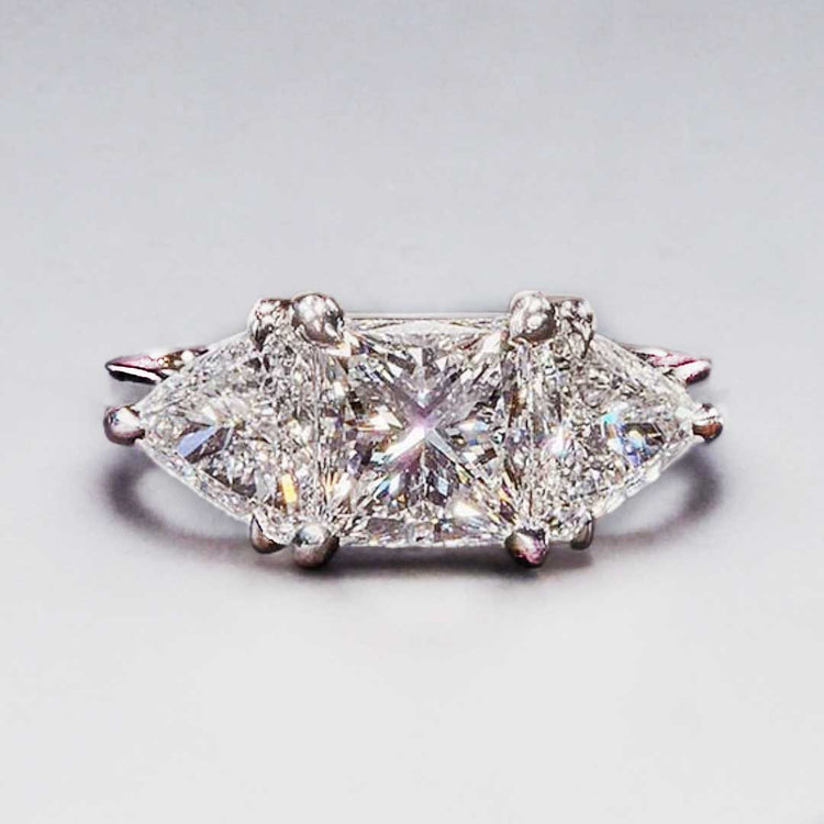 Princess Cut Three Stone Diamond Engagement Ring