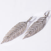 White Gold and Diamond Feather Earring