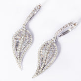 White Gold and Diamond Leaf Design Earrings