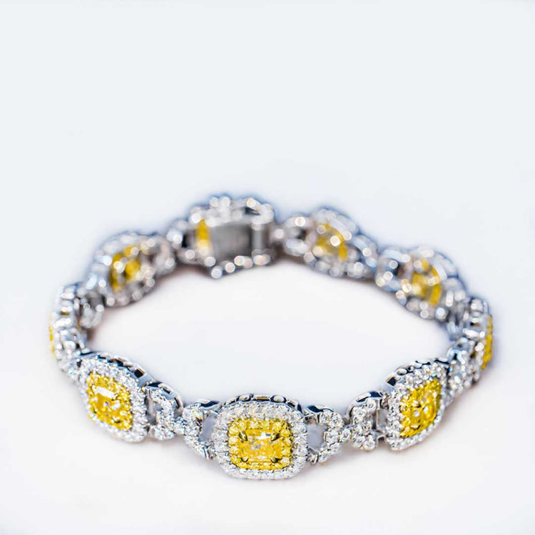 Yellow Diamond Cushion Cut Bracelet