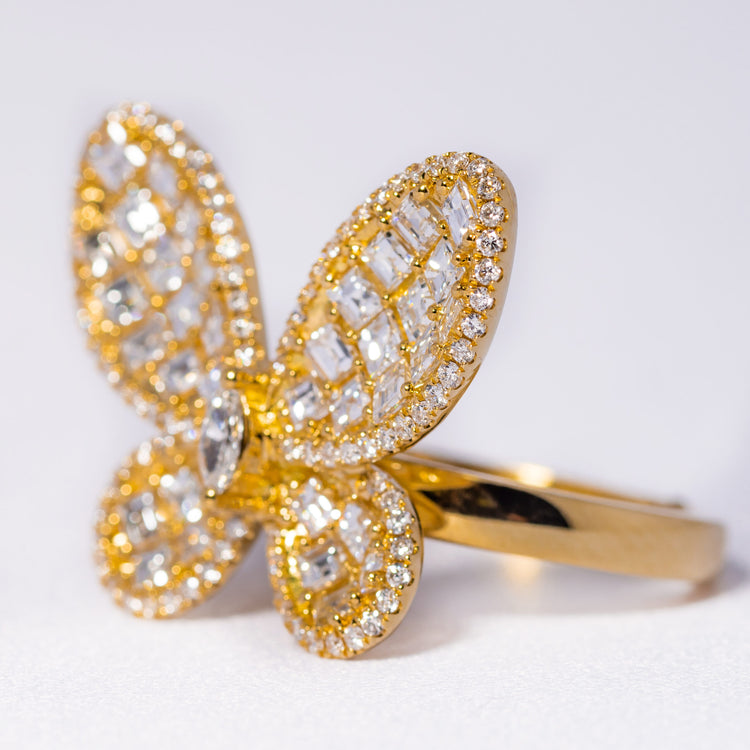 Yellow Gold and Diamond Butterfly Ring