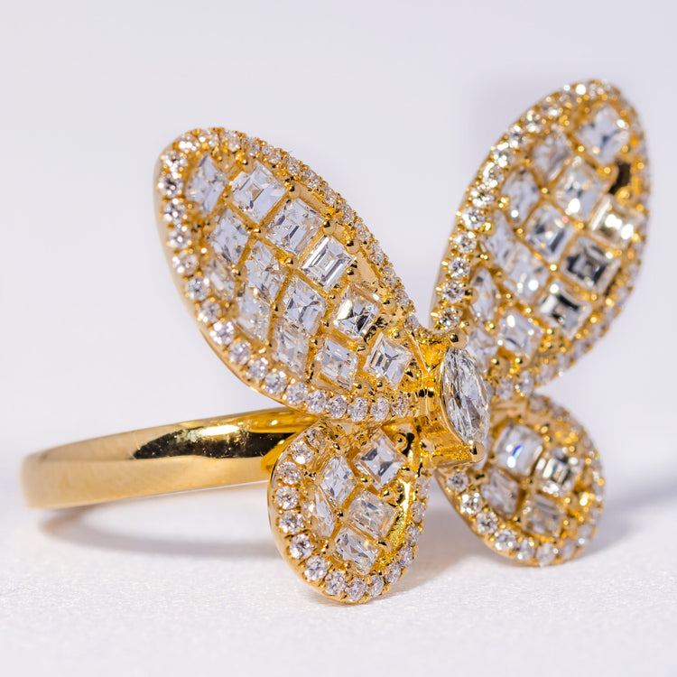 Yellow Gold and Diamond Butterfly Ring